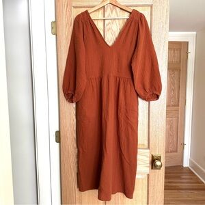 Madewell Lightspun Midi Dress in Burnt Clay